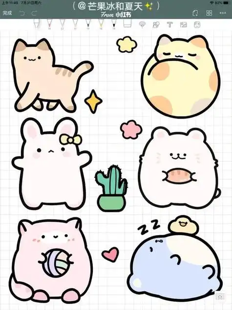 超可爱的萌物简笔画手帐素材哒哒手帐一波可爱简笔画拿走不谢超可爱的