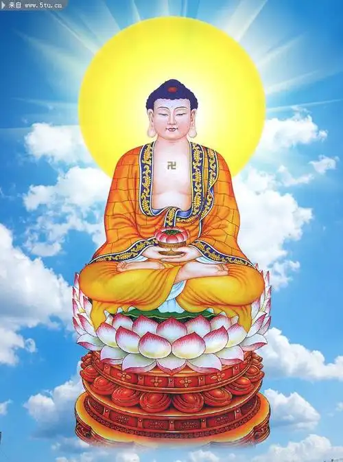 佛祖画像南无能摧金刚藏如来佛像法华经卷前像-世尊放光说法图达摩