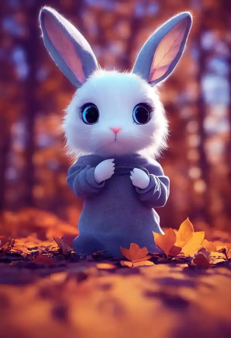 可爱的小兔子壁纸系列三,灰蓝色系列,48张无水印